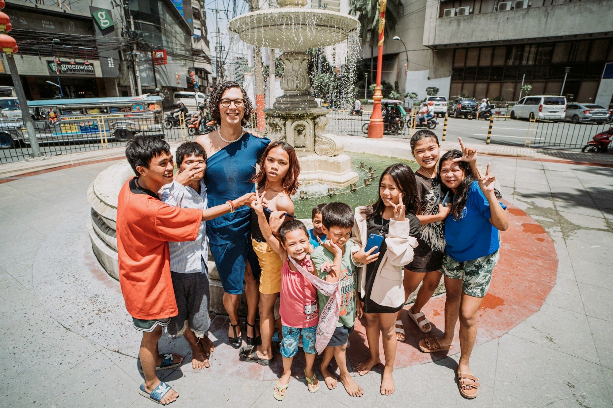 With kids in the park